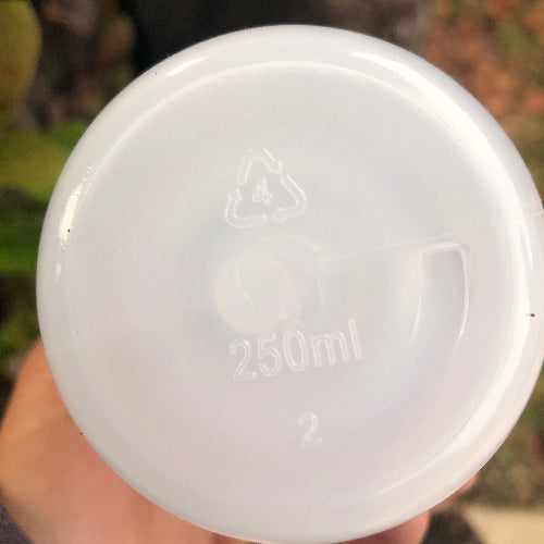 Bottom view of precision squeeze bottle (250ml), made from recyclable LDPE plastic (#4), perfect for carnivorous plants, orchids & terrariums in South Africa